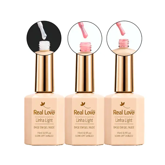 Kit Base em Gel Para Unhas Linha Light (3 ou 4 Unidades) Real Love