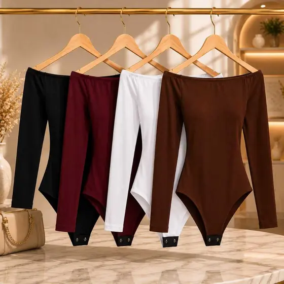 Body Ombro a Ombro Manga Longa Comprida No Suplex Premium Moda Feminina Ciganinha