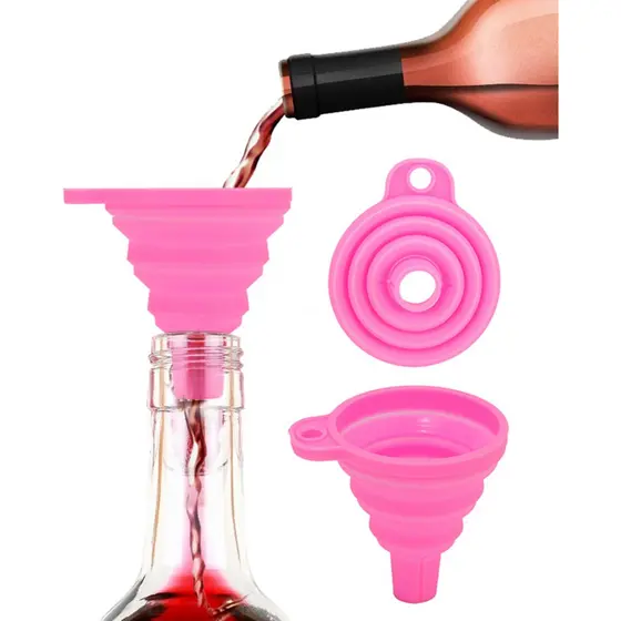 Funil Retrátil Silicone Dobrável Flexível Cozinha Colorido 7cm Multiuso