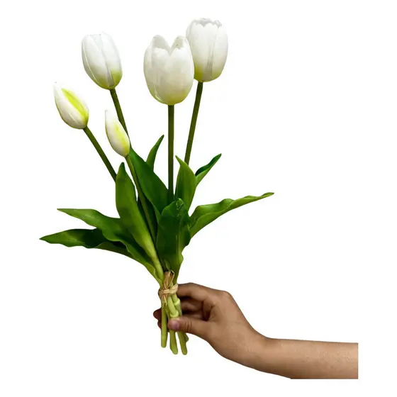 Tulipas Brancas Com 5 hastes Flor Eterna de Silicone