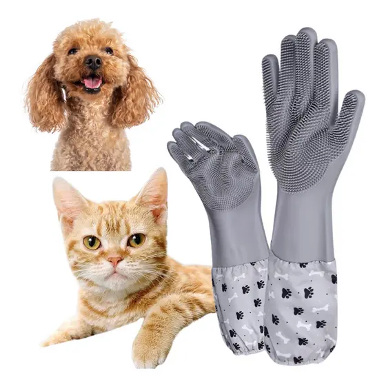 Luva Banho Pet Silicone Massageia E Remove Pelos Caes Gatos
