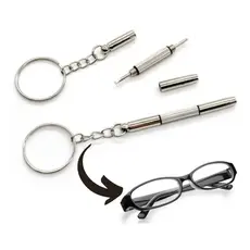 Chaveiro Mini Chave Estrela e Fenda 3 em 1 Chave pra Óculos Relógio Chave Reparo Óculos