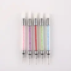 Kit 5 canetas para nail art, caneta de silicone com duas pontas para gravação de flores e cola ajustável