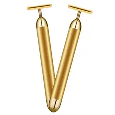 Instrumento de beleza vibratório em forma de T Gold Beauty Bar Massageador