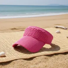 Viseira/Boné Feminino De Aba Longa Respirável Elástico Tricô Moda Praia Verão Corrida Textura