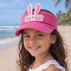 Chapéu De Praia e sol Infantil Menina e Menino Rabbit e Coelho Criança Viseira de Algodão com Protecao Solar