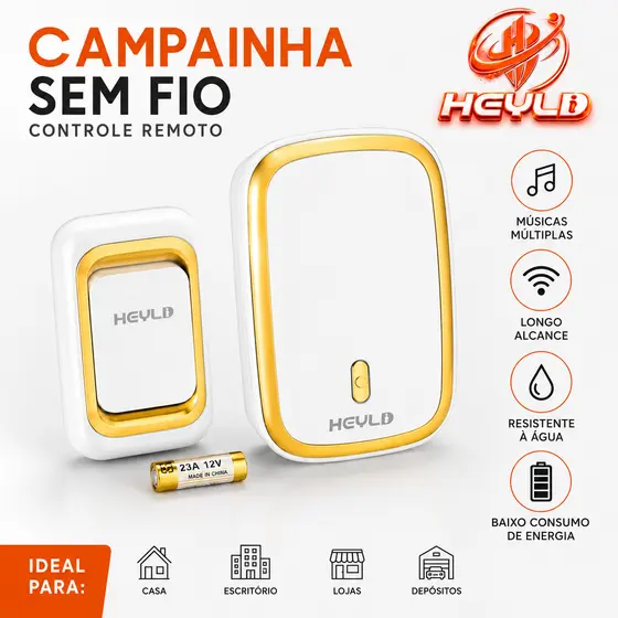 Campainha Sem Fio Residencial 36 Toques Wifi Longo Alcance
