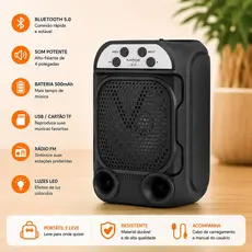 Caixa de Som Bluetooth GTS-1681 4 Polegadas Portátil RGB LED USB TF Rádio FM Som Potente
