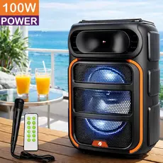 Caixa de Som Bluetooth Portátil Potente LED RGB TWS FM C/microfone 100W para Festa Viagem Praia