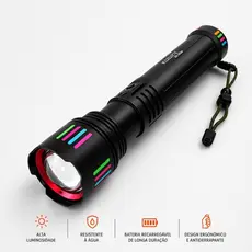 Lanterna Tática LED Recarregável KOSEY KG-516A Super Potente Stretch Zoom USB Bateria 36132