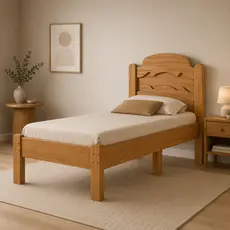 Cama De Solteiro Em Madeira Mdf Com Colchão Solteiro 188X888 D20 Iris