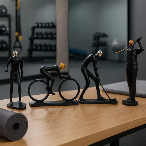 Estátuas Decorativas em Resina Dourado Prata/Preto