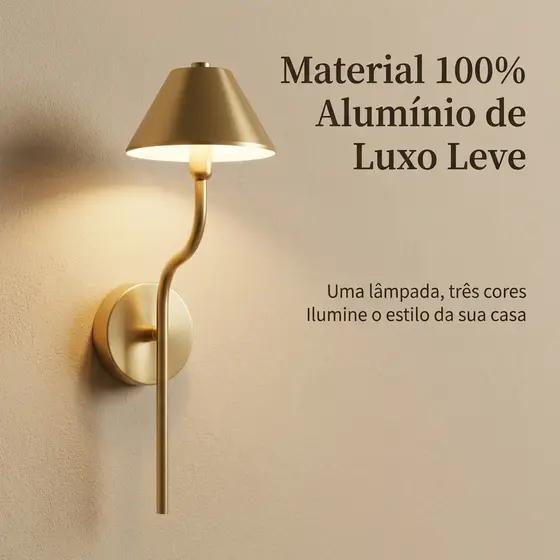 Arandela De Parede Moderna Led 6w Bivolt Dourada 3 Cores