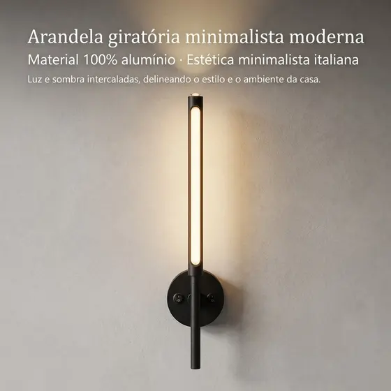 Arandela Parede Led 8w Bivolt 3000k Rotação 350° Alumínio
