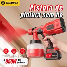 1000ML Pistola de Pintura Pulverizador de Tinta 2 Baterias 48v Spray Portátil Elétrico Bico de Cobre