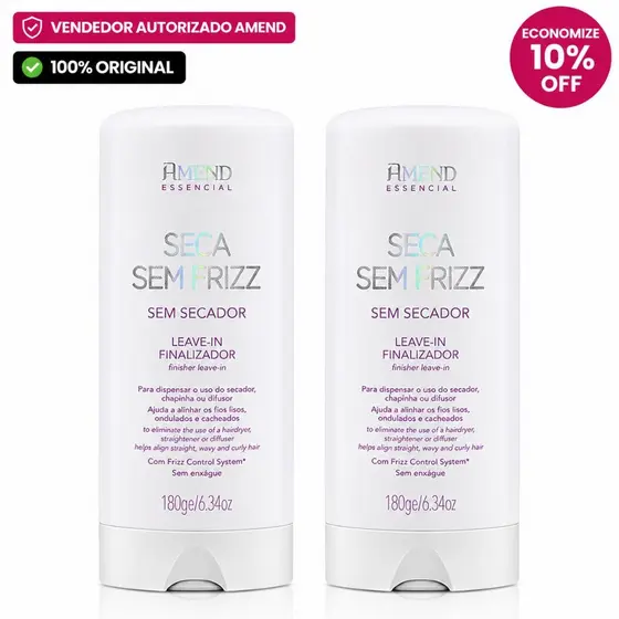 Kit 2 Unidades Amend Essencial Seca Sem Frizz 180ml – Controle e Maciez Imediata!