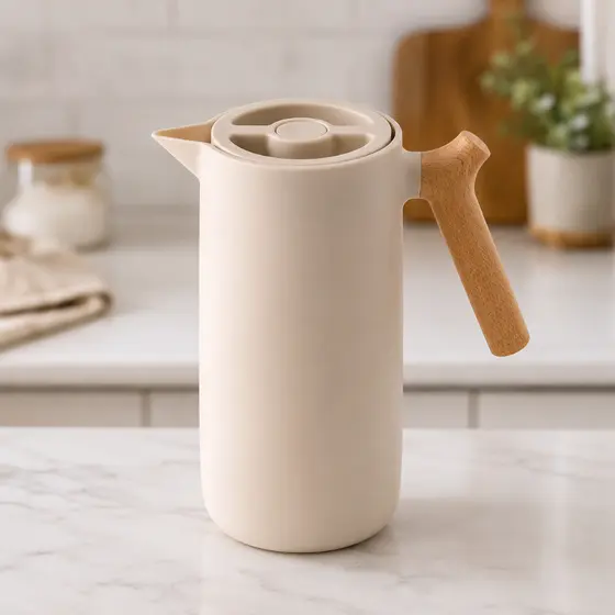 Garrafa de Café 1L Off White Garrafa Térmica Ampola de Vidro Chá Achocolatado Água Quente e Fria