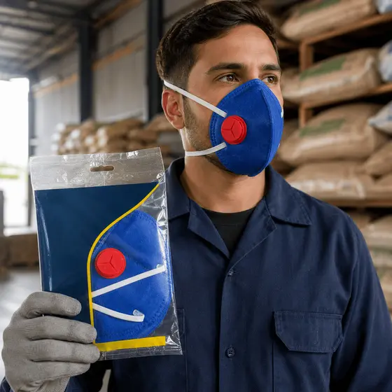 Máscara Respiratória PFF2 Delta Plus com Válvula CA 38501 Proteção Contra Poeiras Névoas e Partículas para TrabalhoRural