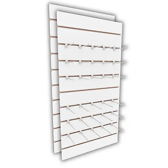Painel canaletado + 30 ganchos 120x60 Branco mdf canelado