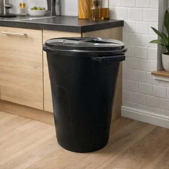 Lixeira Lixo 60L Preta Tampa Basculante Coletor Resíduos Grande Capacidade Cozinha Área Serviço Área Externa