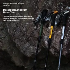 Bastão de trekking dobrável de cinco seções, feito de liga de alumínio, ultraleve e prático, equipamento profissional pa