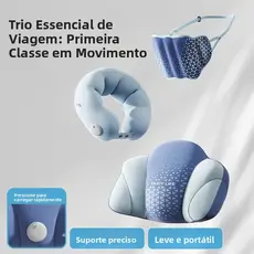 Almofada de Viagem Inflável e Vibratória, Almofada de Pescoço em Forma de U Portátil, Almofada de Suporte Lombar Infláve