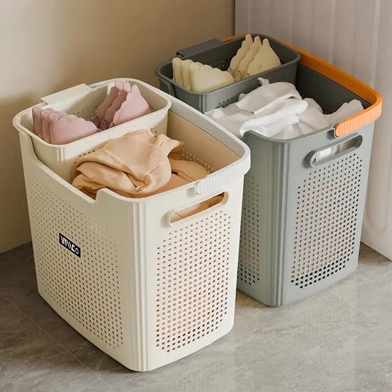 Cesto grande para roupa suja, cesto de armazenamento doméstico respirável, cesto de roupa suja de plástico, cesto de arm