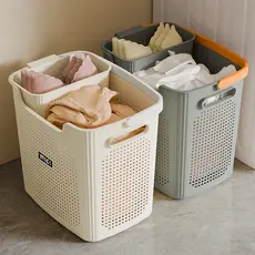 Cesto grande para roupa suja, cesto de armazenamento doméstico respirável, cesto de roupa suja de plástico, cesto de arm
