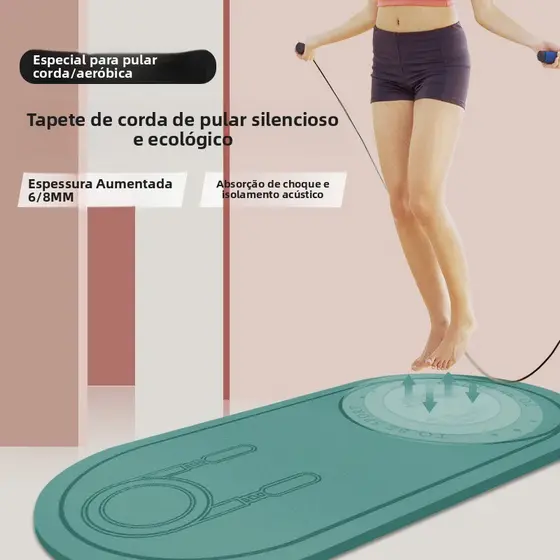 Tapete de TPE para Pular Corda, Exercícios de Fitness Internos, Tapete Silencioso, Borracha Espessa, Antiderrapante, Abs