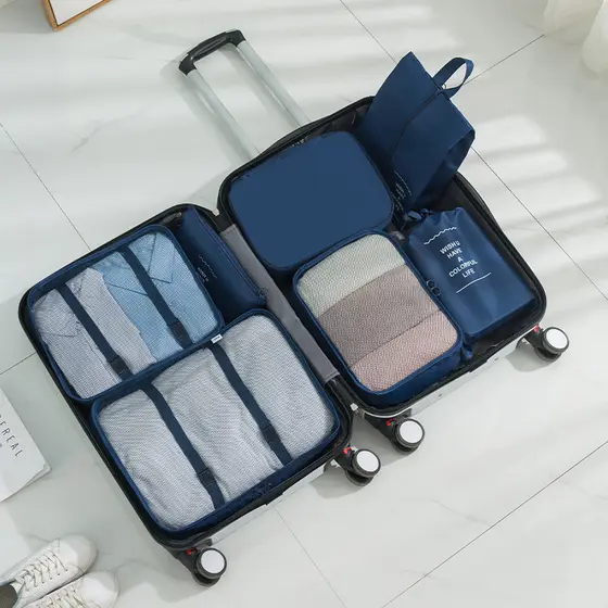 Bolsa de armazenamento portátil de grande capacidade, bolsa de viagem dobrável, conjunto de armazenamento de viagem de s