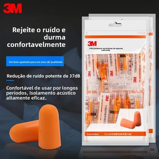 Protetores Auriculares Antirruído 3M para Redução de Ruído no Sono, Antirruído para Dormitórios, Isolamento Acústico Ind