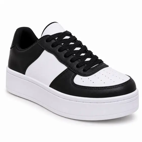 Tênis Feminino Casual Street Leve Macio Qualidade Dia a Dia Confortável Branco Preto