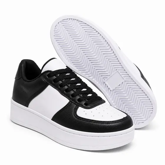 Tênis Feminino Casual Leve Macio Preto Branco Caramelo Treino Confortável Dia a Dia Conforto