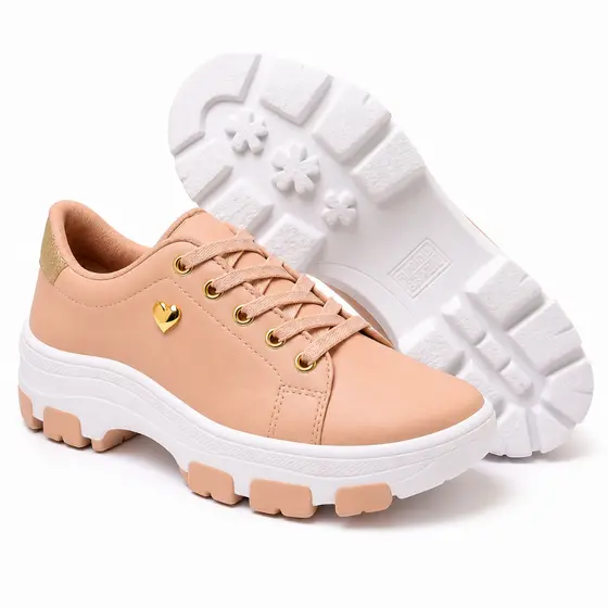 Tenis Feminino Plataforma Passeio dia dia Casual Lançamento Lindo Trabalho Nude Original