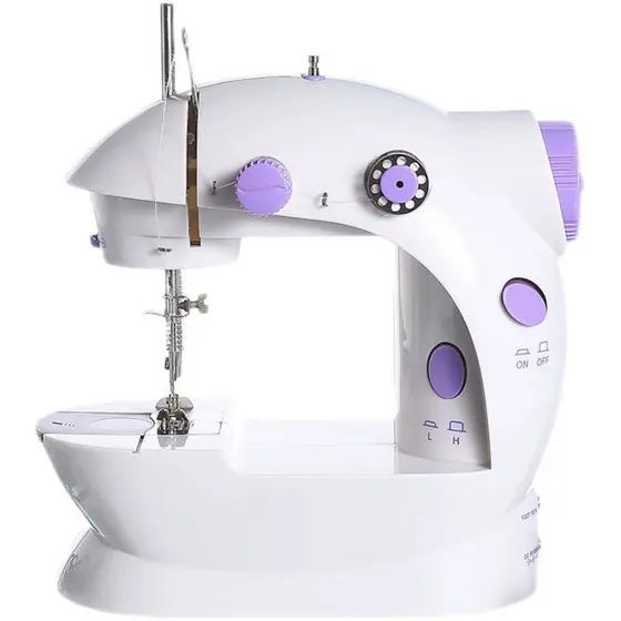 Mini máquina de costura elétrica portátil com pedal – dupla voltagem.