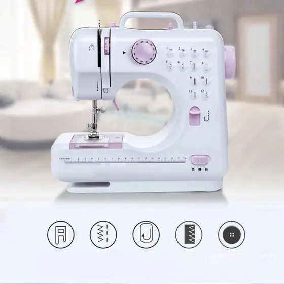 Mini Máquina de Costura Doméstica com 12 Pontos Multifuncionais