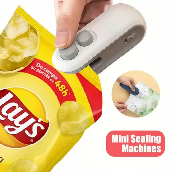 Portátil Mini Seladora 2 em 1 para Saco Plástico, Elétrica, Carregamento USB