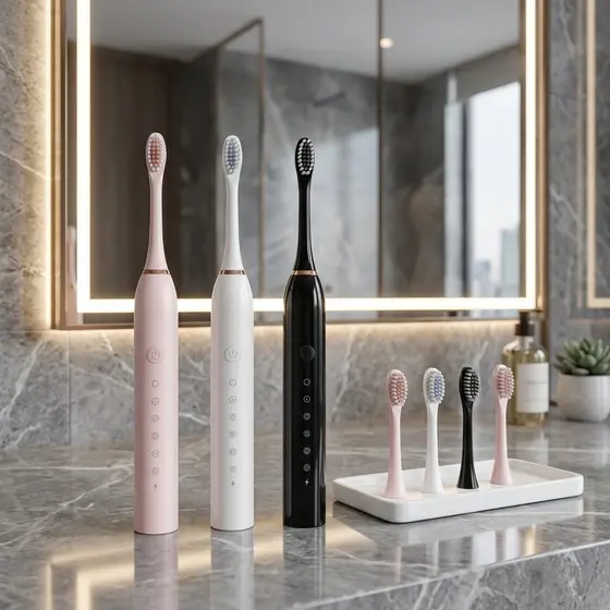 Escova Dental Elétrica Potente Com 4 Refis Cerdas Macias USB Bivolt