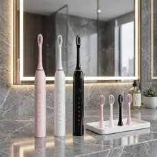 Escova Dental Elétrica Potente Com 4 Refis Cerdas Macias USB Bivolt