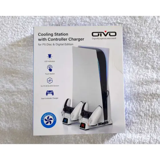 Ps5 Carregador Duplo Para Controle e Cooling Resfriamento Interno Oivo IV-P5241