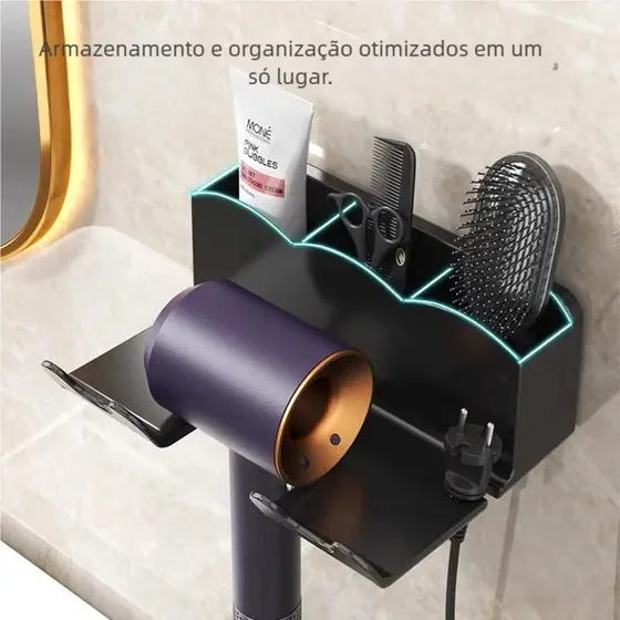 Novo Suporte Sem Perfurar - Para Secador de Cabelo de Parede! 16x6.5x11cm