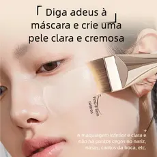 Pincel de Cabeça Chata Ultra Fino para Base - Leve, Perfeito para Contorno e Mistura de Cremes, Para Amantes da Maquiage