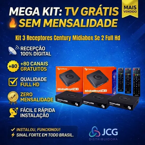 Kit 3 Receptor Century Midiabox Se 2 Full Hd