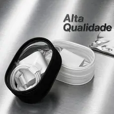 Porta Carregador de Celular Cristal PVC Estojo Transparente Organizador de Cabos e Fones Premium