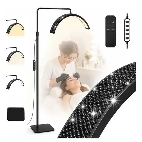 Luminária De Cílios 40w Led Meia Lua Com Luz Diamante | Altura 138-180cm | Bivolt 110/220V LUPITA