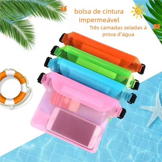 Pochete PVC A prova da água Bolsa De Cintura Ajustável Impermeável universal Para Natação/Celular-Pronta entrega