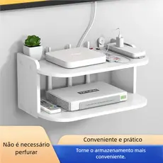 Prateleira MDF Para Roteador Aparelho de TV Modem Video Game Fixada Na Parede Suporte Invisivel Suporta