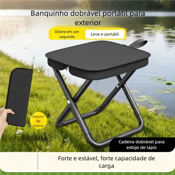 Banqueta Dobrável de Alumínio para Camping com Bolsa Zíper