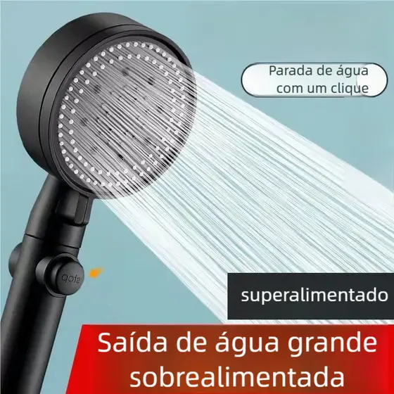Chuveiro De Mão Conjunto De 3 Peças Ajustável Preto/Cromada Ajuste Da Cabeça Plástico ABS De Alta Pressão