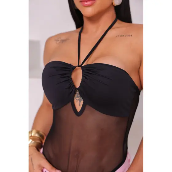 boddy feminino de tule gringa tomara que caia com bojo body feminina gringa tecido tule transparente com forro e bojo